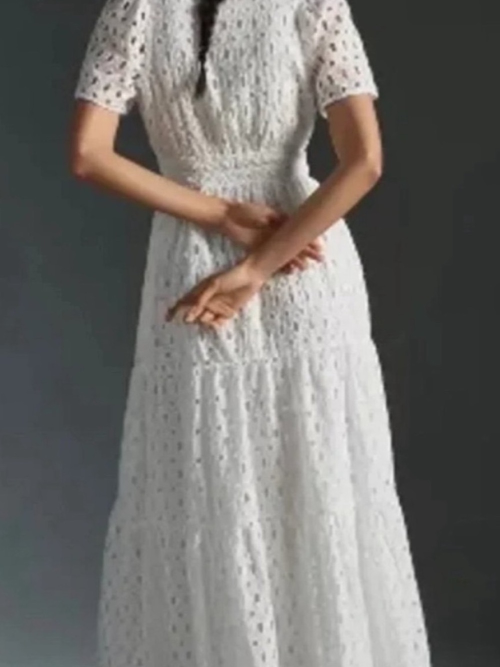 Anthropologie The Somerset Short Sleeve Maxi Dress White Eyelet Edition Size XL - Picture 10 of 16